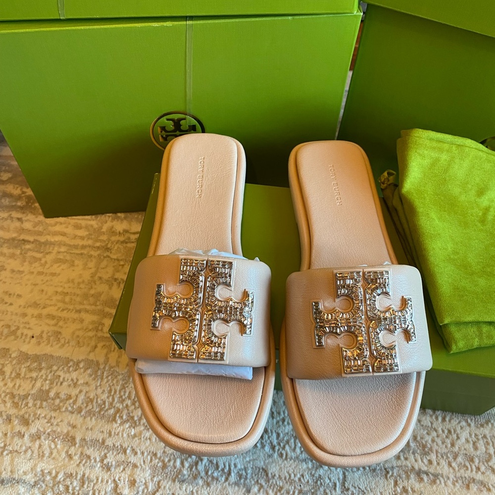 Tory Burch Women’s Double T Deco Slide Sandals